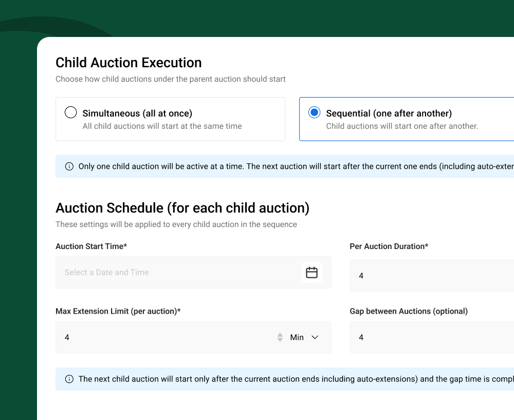 Child auction execution mode selector