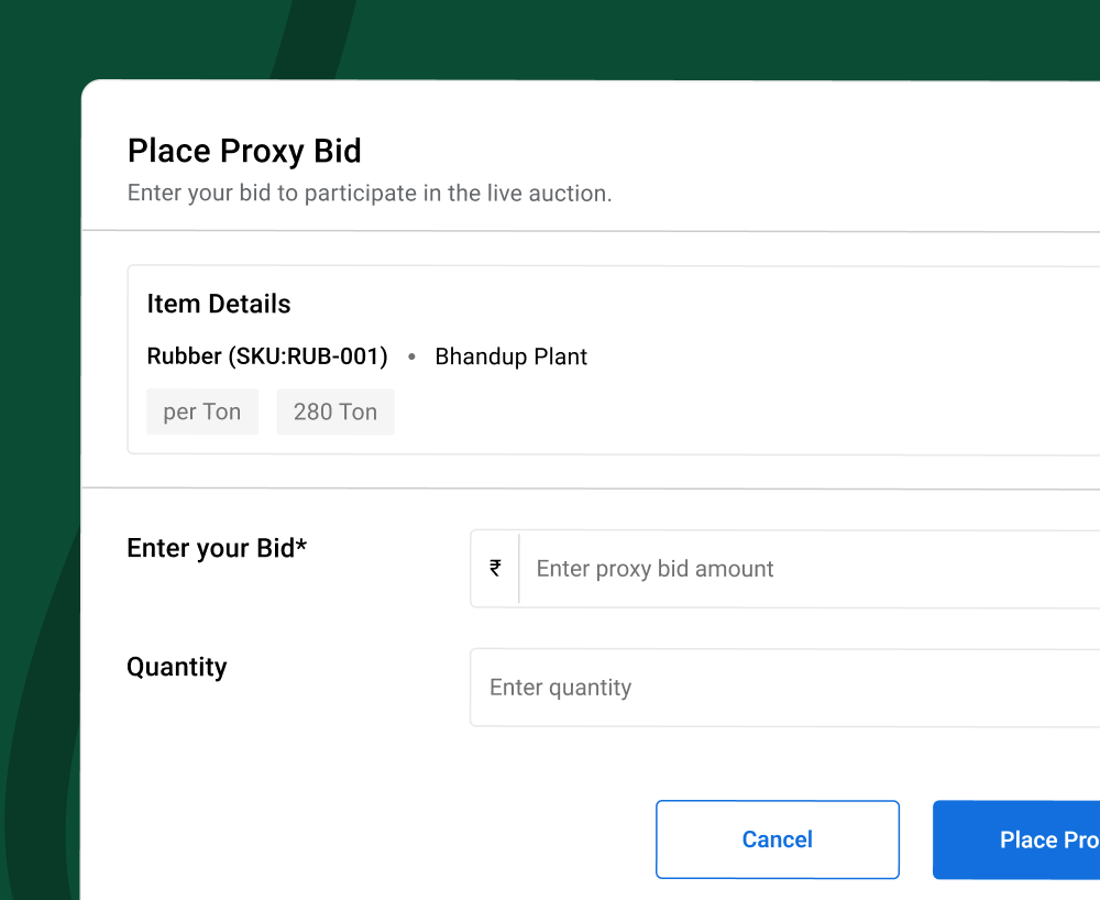 Place proxy bid form